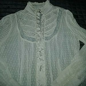 Gorgeous silk and lace ivory blouse